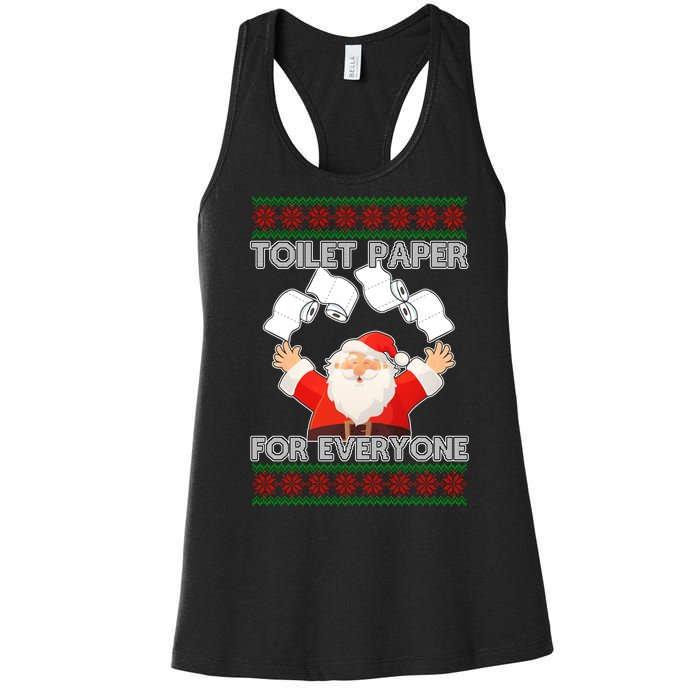 Santa Toilet Paper For Everyone Ugly Christmas Sweater Women's Racerback Tank