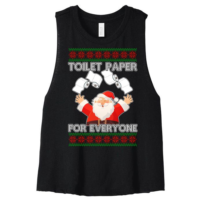 Santa Toilet Paper For Everyone Ugly Christmas Sweater Women's Racerback Cropped Tank