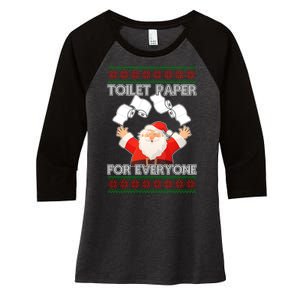 Santa Toilet Paper For Everyone Ugly Christmas Sweater Women's Tri-Blend 3/4-Sleeve Raglan Shirt