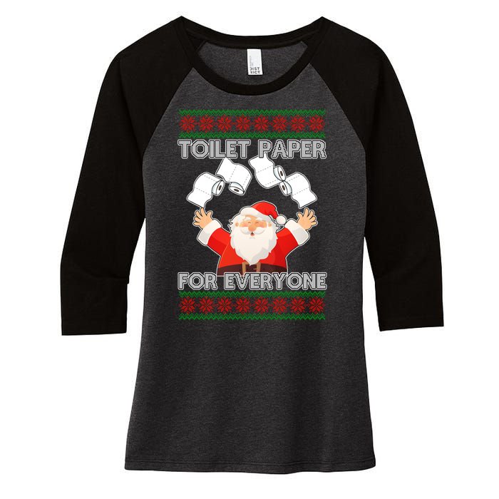 Santa Toilet Paper For Everyone Ugly Christmas Sweater Women's Tri-Blend 3/4-Sleeve Raglan Shirt