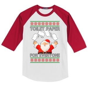 Santa Toilet Paper For Everyone Ugly Christmas Sweater Kids Colorblock Raglan Jersey