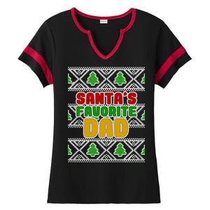 Santa's Favorite Dad Ugly Sweater Ladies Halftime Notch Neck Tee