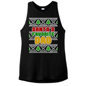 Santa's Favorite Dad Ugly Sweater Ladies PosiCharge Tri-Blend Wicking Tank