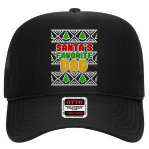 Santa's Favorite Dad Ugly Sweater High Crown Mesh Back Trucker Hat