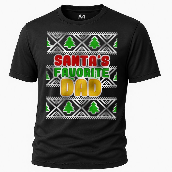 Santa's Favorite Dad Ugly Sweater Cooling Performance Crew T-Shirt