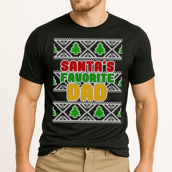 Santa's Favorite Dad Ugly Sweater Cooling Performance Crew T-Shirt
