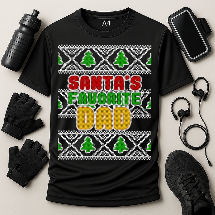 Santa's Favorite Dad Ugly Sweater Cooling Performance Crew T-Shirt