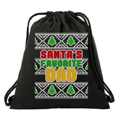 Santa's Favorite Dad Ugly Sweater Drawstring Bag