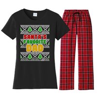 Santa's Favorite Dad Ugly Sweater Women's Flannel Pajama Set