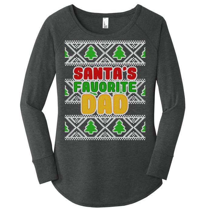 Santa's Favorite Dad Ugly Sweater Women's Perfect Tri Tunic Long Sleeve Shirt