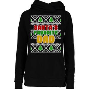 Santa's Favorite Dad Ugly Sweater Womens Funnel Neck Pullover Hood