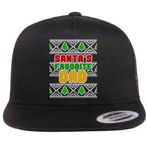 Santa's Favorite Dad Ugly Sweater Flat Bill Trucker Hat