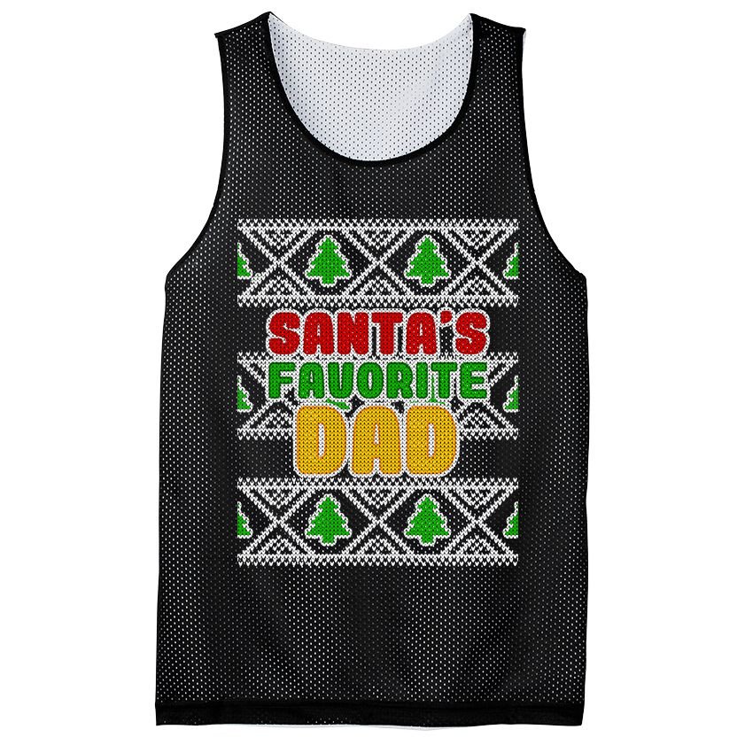 Santa's Favorite Dad Ugly Sweater Mesh Reversible Basketball Jersey Tank