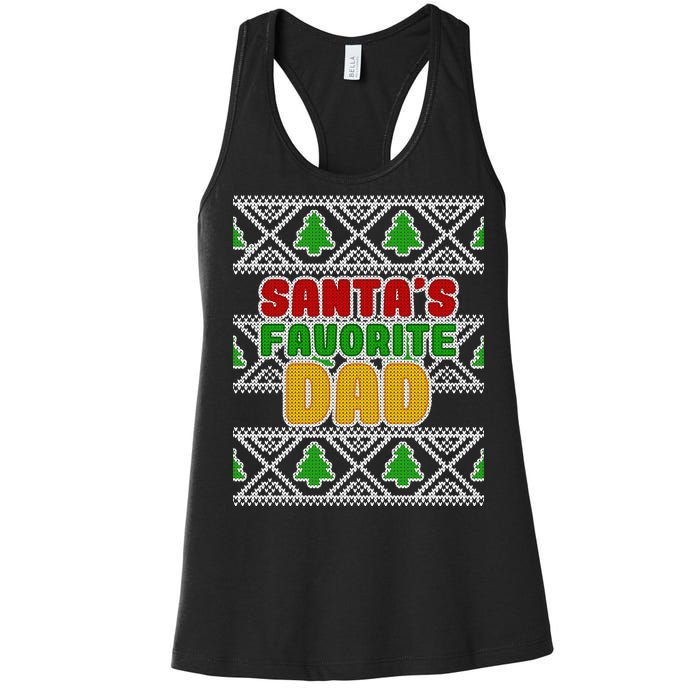 Santa's Favorite Dad Ugly Sweater Women's Racerback Tank