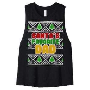 Santa's Favorite Dad Ugly Sweater Women's Racerback Cropped Tank