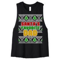 Santa's Favorite Dad Ugly Sweater Women's Racerback Cropped Tank