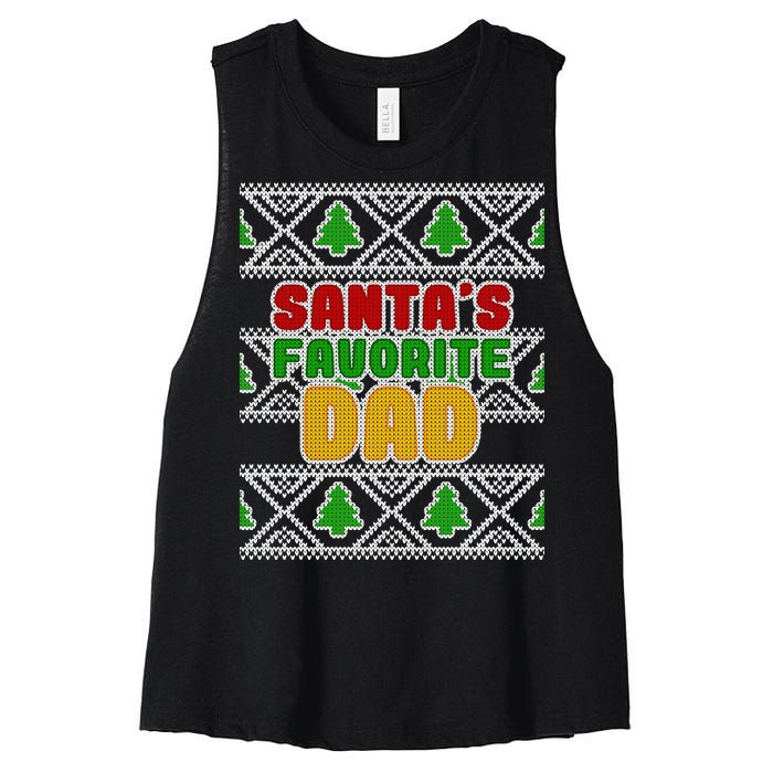 Santa's Favorite Dad Ugly Sweater Women's Racerback Cropped Tank