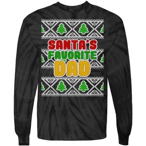 Santa's Favorite Dad Ugly Sweater Tie-Dye Long Sleeve Shirt