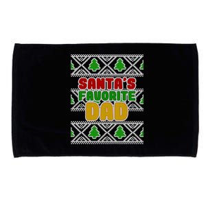 Santa's Favorite Dad Ugly Sweater Microfiber Hand Towel