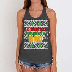 Santa's Favorite Dad Ugly Sweater Women's Knotted Racerback Tank