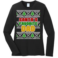 Santa's Favorite Dad Ugly Sweater Ladies Long Sleeve Shirt