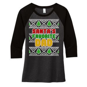 Santa's Favorite Dad Ugly Sweater Women's Tri-Blend 3/4-Sleeve Raglan Shirt