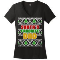 Santa's Favorite Dad Ugly Sweater Women's V-Neck T-Shirt