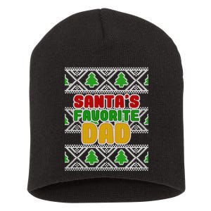 Santa's Favorite Dad Ugly Sweater Short Acrylic Beanie