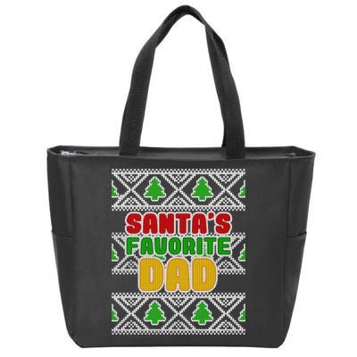 Santa's Favorite Dad Ugly Sweater Zip Tote Bag