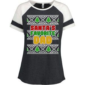 Santa's Favorite Dad Ugly Sweater Enza Ladies Jersey Colorblock Tee