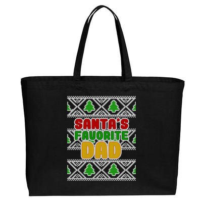 Santa's Favorite Dad Ugly Sweater Cotton Canvas Jumbo Tote