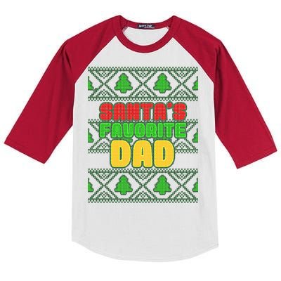 Santa's Favorite Dad Ugly Sweater Kids Colorblock Raglan Jersey