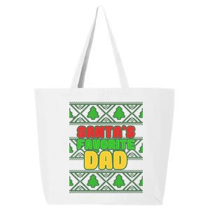 Santa's Favorite Dad Ugly Sweater 25L Jumbo Tote