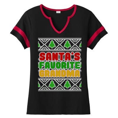 Santa's Favorite Grandma Ugly Sweater Ladies Halftime Notch Neck Tee