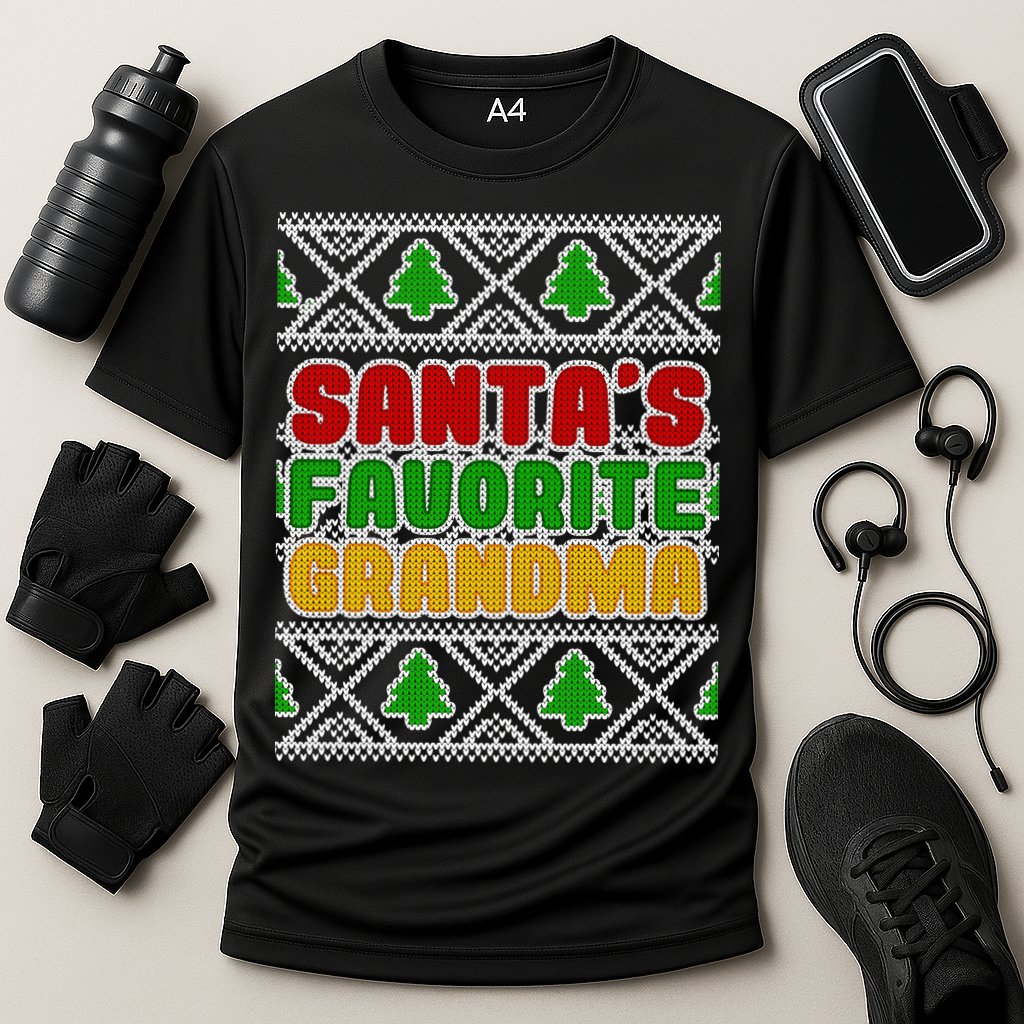 Santa's Favorite Grandma Ugly Sweater Cooling Performance Crew T-Shirt