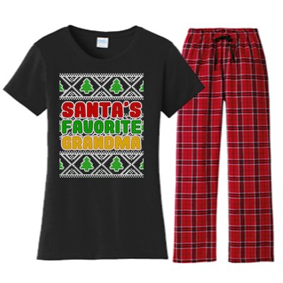 Santa's Favorite Grandma Ugly Sweater Women's Flannel Pajama Set