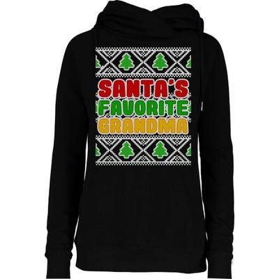 Santa's Favorite Grandma Ugly Sweater Womens Funnel Neck Pullover Hood