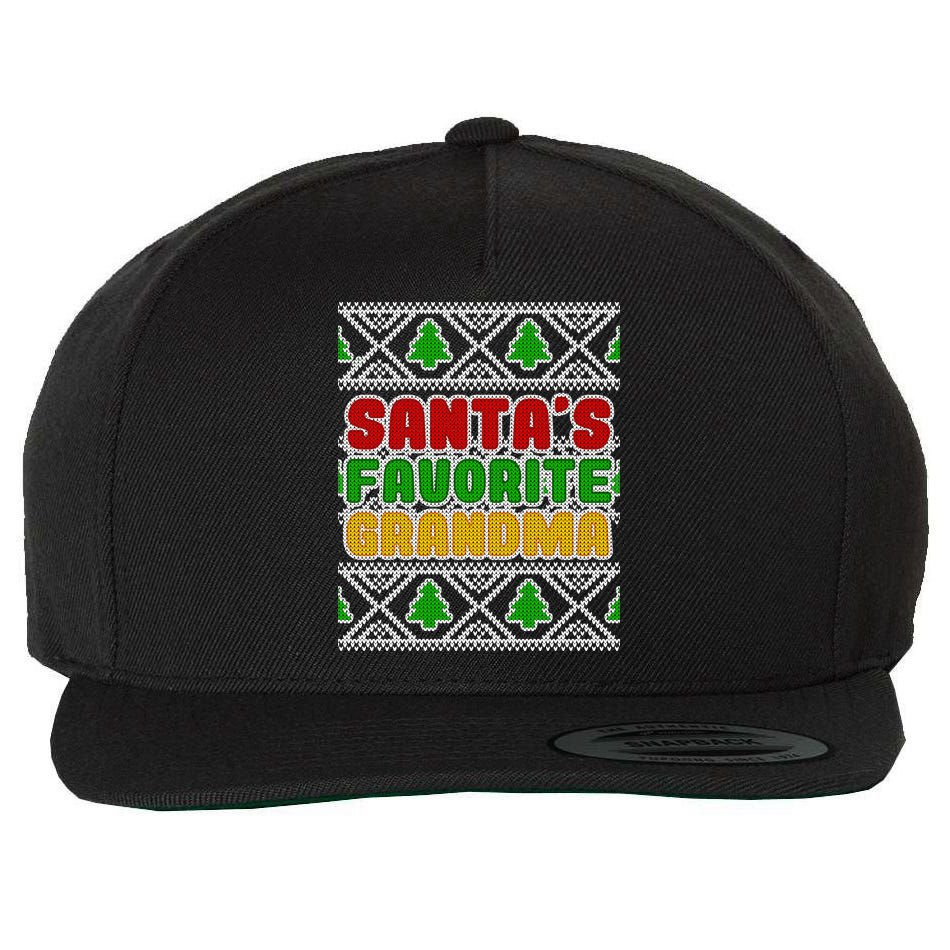 Santa's Favorite Grandma Ugly Sweater Wool Snapback Cap
