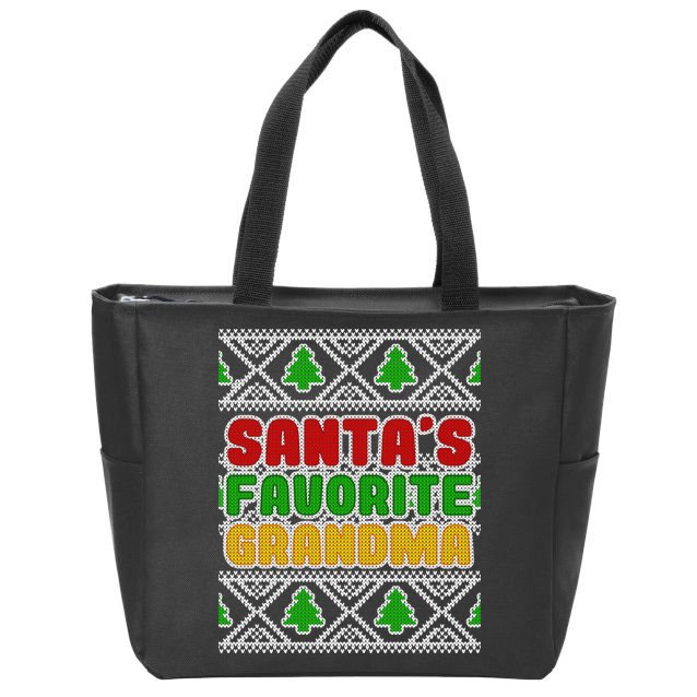 Santa's Favorite Grandma Ugly Sweater Zip Tote Bag