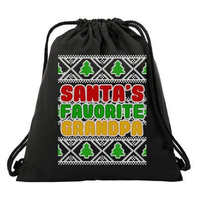 Santa's Favorite Grandpa Ugly Sweater Drawstring Bag