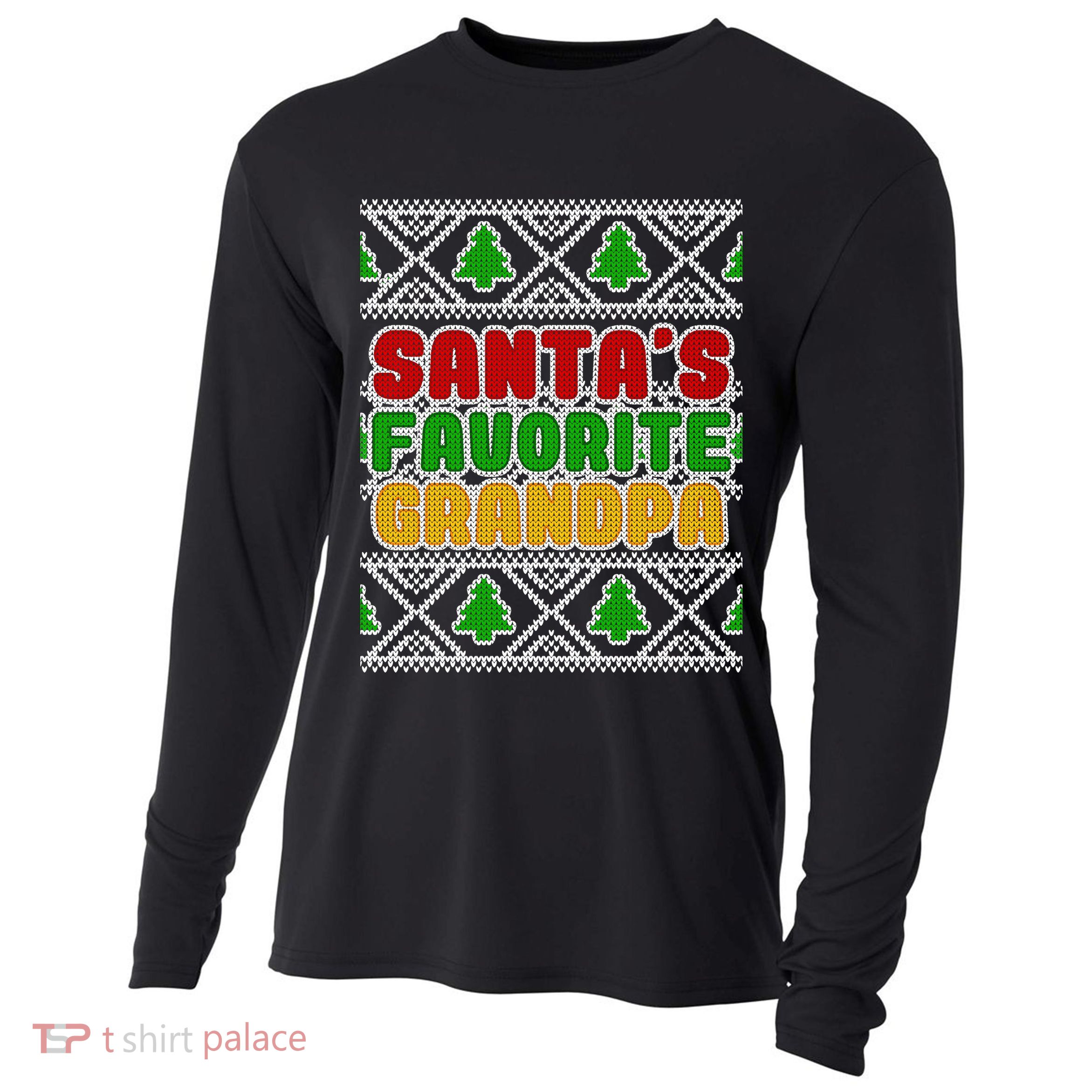 Santa's Favorite Grandpa Ugly Sweater Cooling Performance Long Sleeve Crew