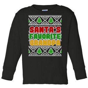 Santa's Favorite Grandpa Ugly Sweater Toddler Long Sleeve Shirt