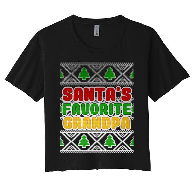 Santa's Favorite Grandpa Ugly Sweater Crop Top