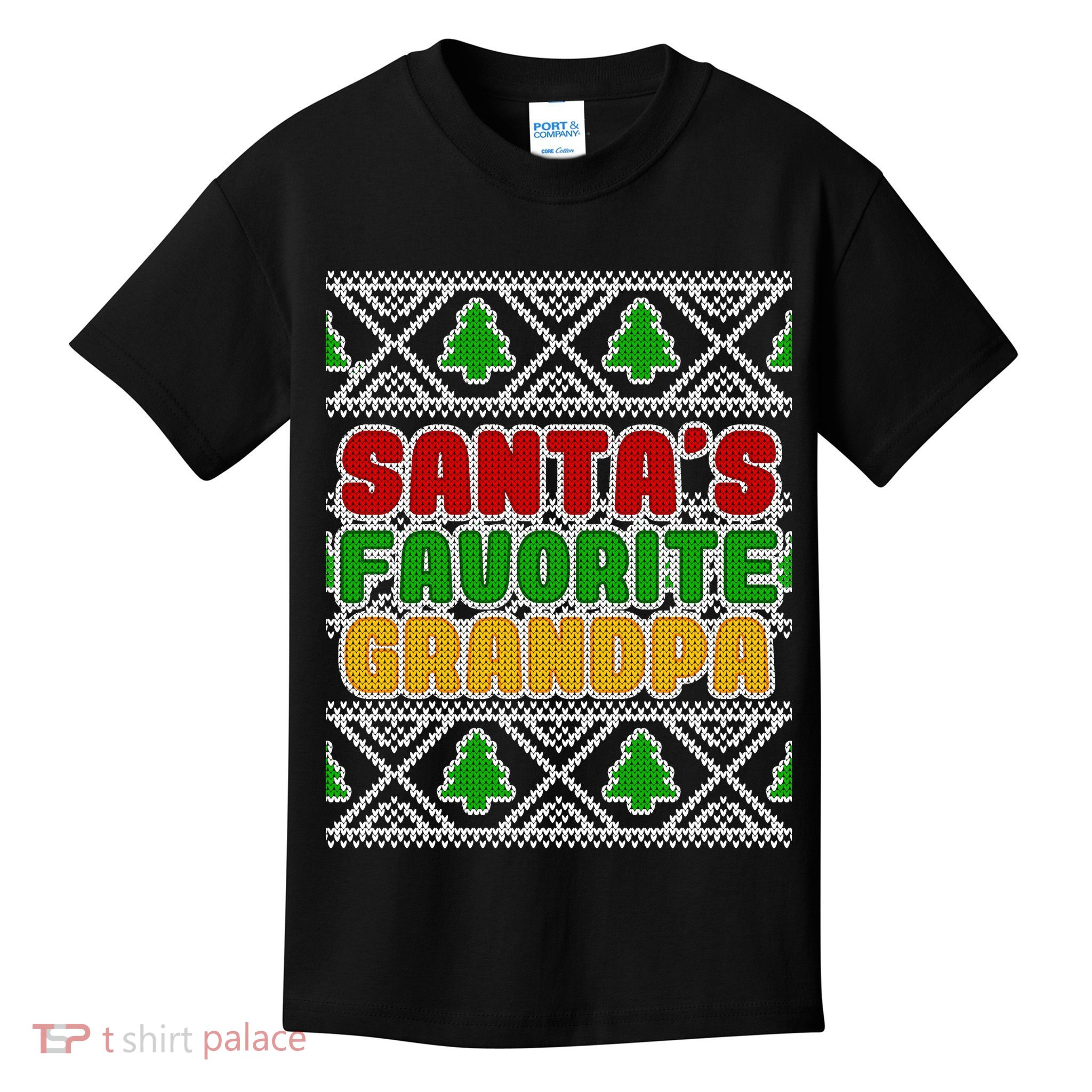Santa's Favorite Grandpa Ugly Sweater Kids T-Shirt