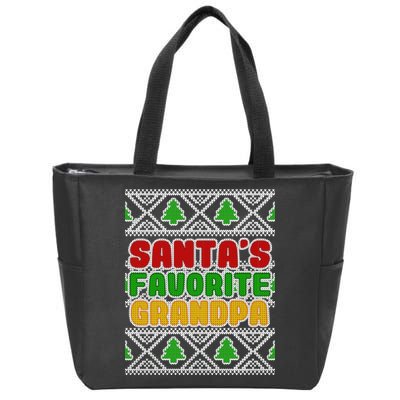 Santa's Favorite Grandpa Ugly Sweater Zip Tote Bag