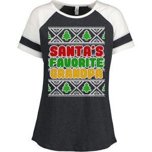 Santa's Favorite Grandpa Ugly Sweater Enza Ladies Jersey Colorblock Tee