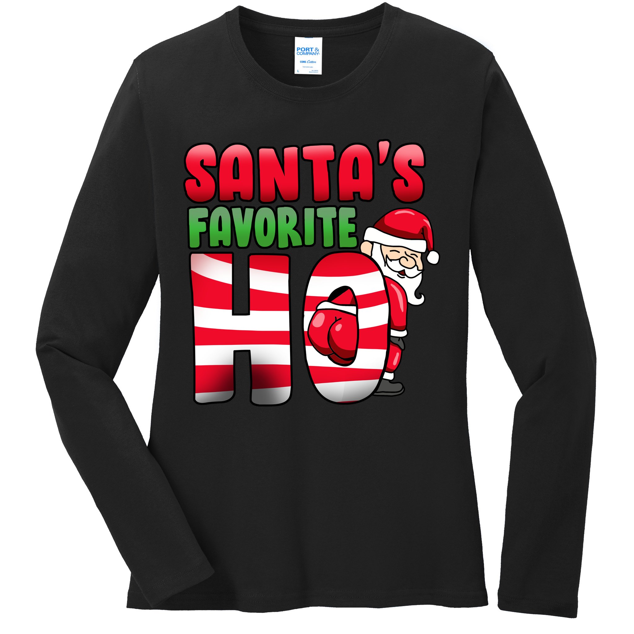 Santa's Favorite Ho Funny X-Mas Ladies Long Sleeve Shirt
