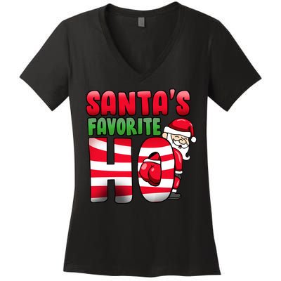 Santa's Favorite Ho Funny X-Mas Women's V-Neck T-Shirt