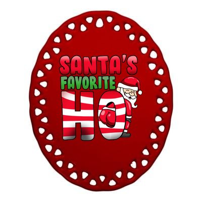 Santa's Favorite Ho Funny X-Mas Ceramic Oval Ornament