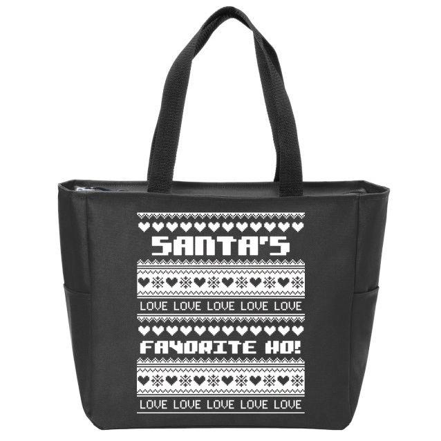 Santa's Favorite Ho Ugly Christmas Sweater Zip Tote Bag